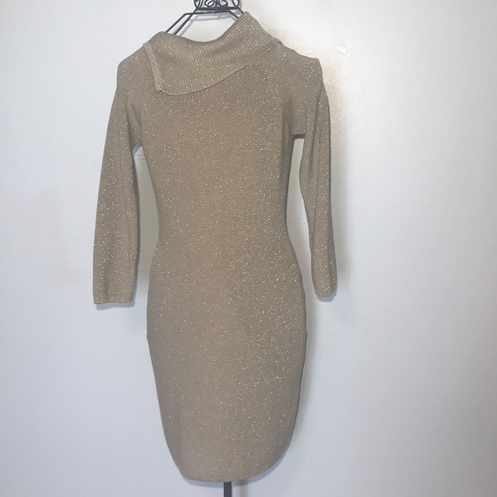 Calvin Klein Metallic FoldOver Collar Sweater-dress - Picture 6 of 9